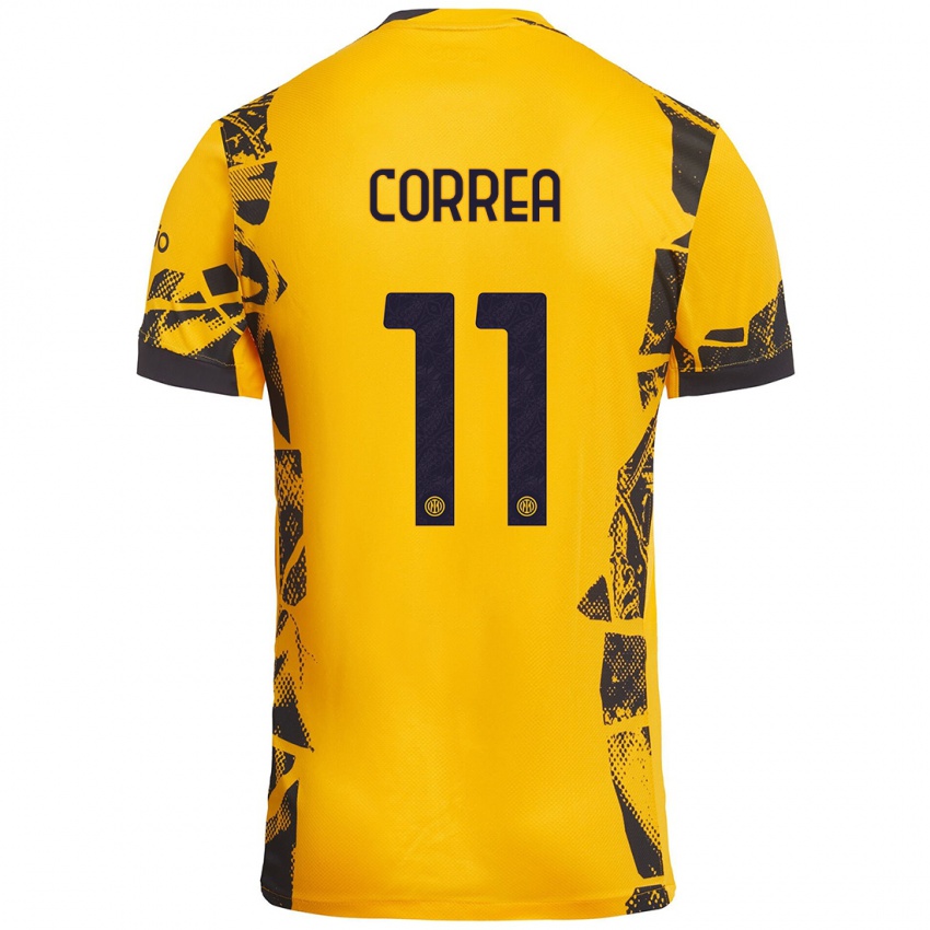 Niño Camiseta Joaquín Correa #11 Dorado Negro Equipación Tercera 2024/25 La Camisa Chile