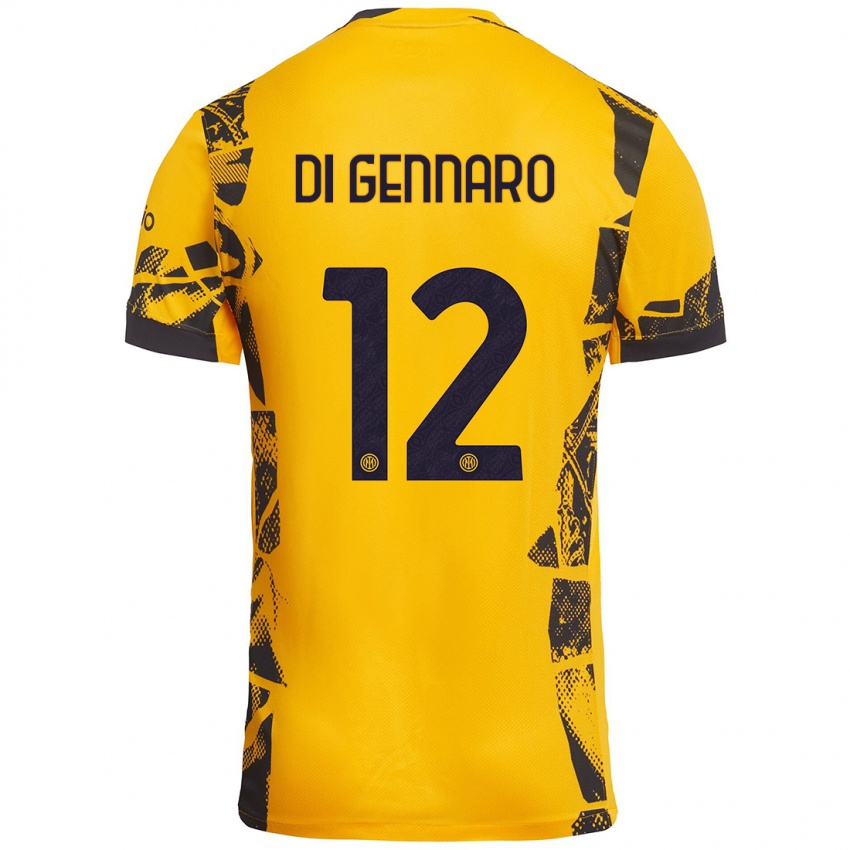 Niño Camiseta Raffaele Di Gennaro #12 Dorado Negro Equipación Tercera 2024/25 La Camisa Chile