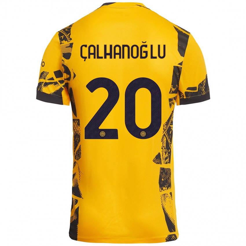 Niño Camiseta Hakan Çalhanoğlu #20 Dorado Negro Equipación Tercera 2024/25 La Camisa Chile