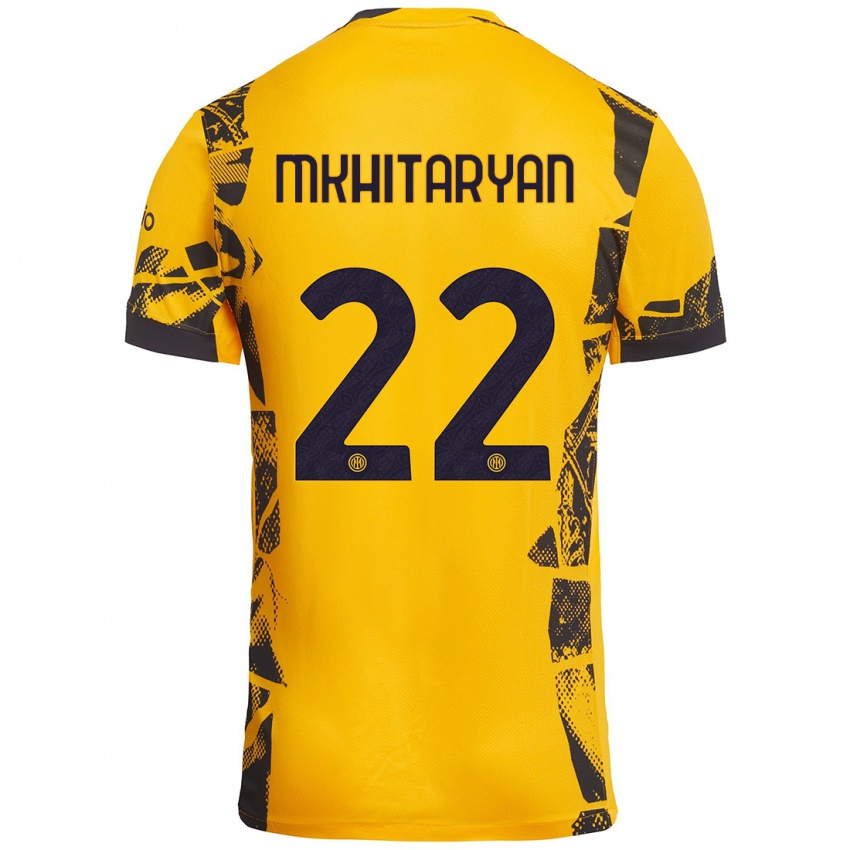 Niño Camiseta Henrikh Mkhitaryan #22 Dorado Negro Equipación Tercera 2024/25 La Camisa Chile