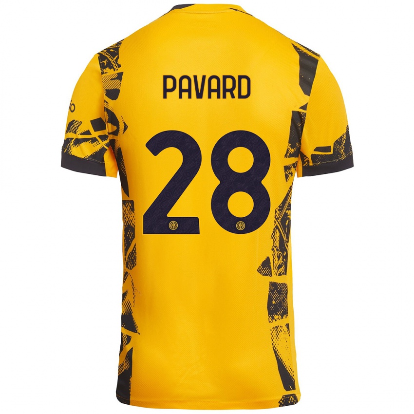 Niño Camiseta Benjamin Pavard #28 Dorado Negro Equipación Tercera 2024/25 La Camisa Chile