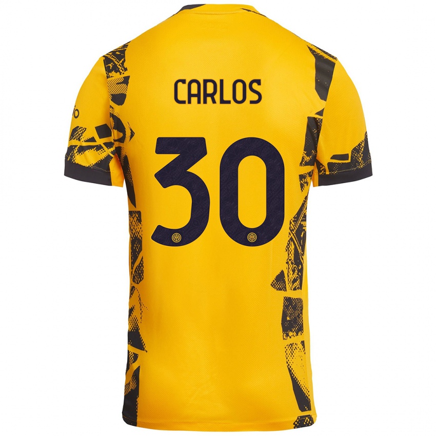 Niño Camiseta Carlos Augusto #30 Dorado Negro Equipación Tercera 2024/25 La Camisa Chile