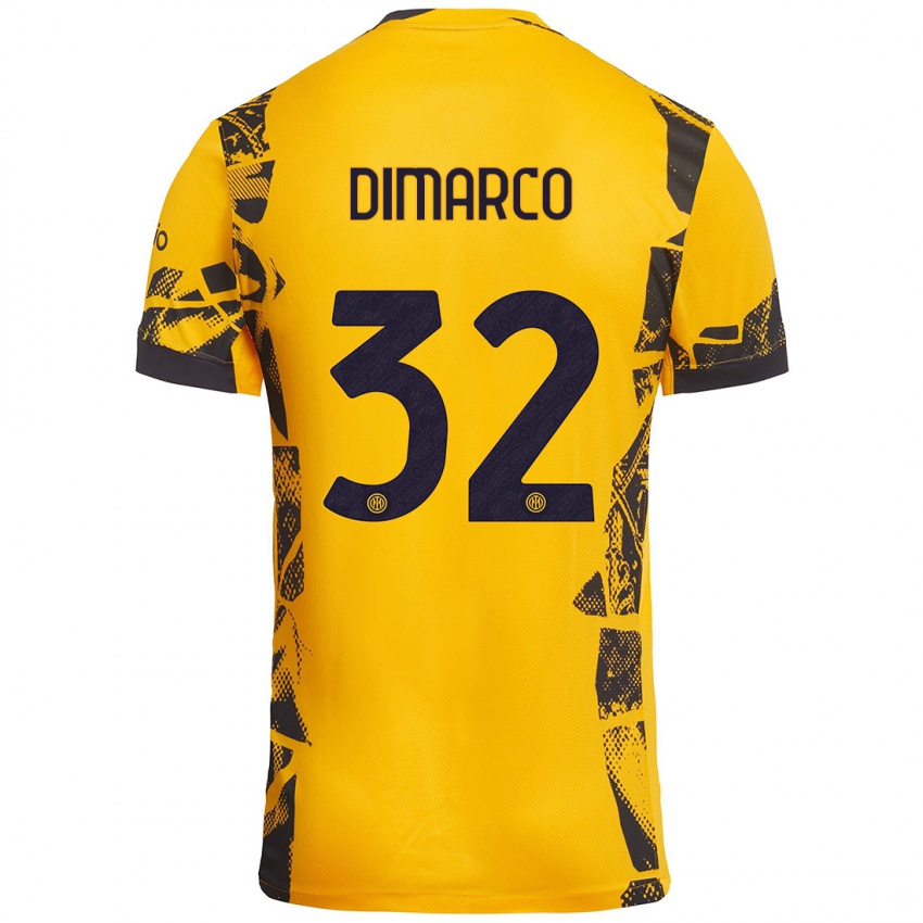 Niño Camiseta Federico Dimarco #32 Dorado Negro Equipación Tercera 2024/25 La Camisa Chile