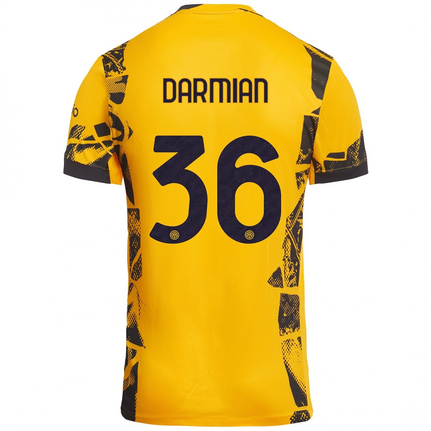 Niño Camiseta Matteo Darmian #36 Dorado Negro Equipación Tercera 2024/25 La Camisa Chile