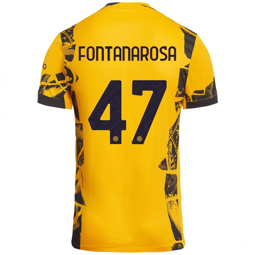 Niño Camiseta Alessandro Fontanarosa #47 Dorado Negro Equipación Tercera 2024/25 La Camisa Chile