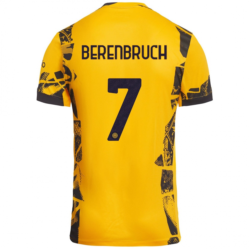 Niño Camiseta Thomas Berenbruch #7 Dorado Negro Equipación Tercera 2024/25 La Camisa Chile