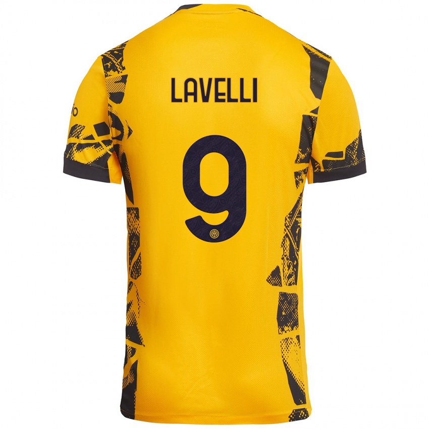 Niño Camiseta Matteo Lavelli #9 Dorado Negro Equipación Tercera 2024/25 La Camisa Chile