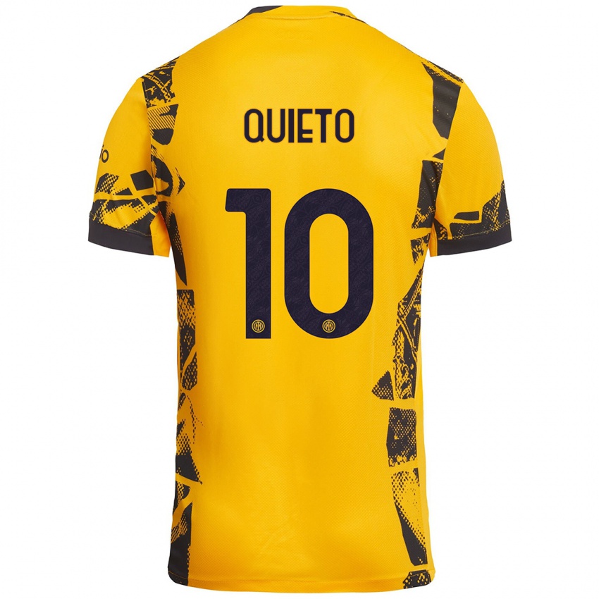 Niño Camiseta Daniele Quieto #10 Dorado Negro Equipación Tercera 2024/25 La Camisa Chile