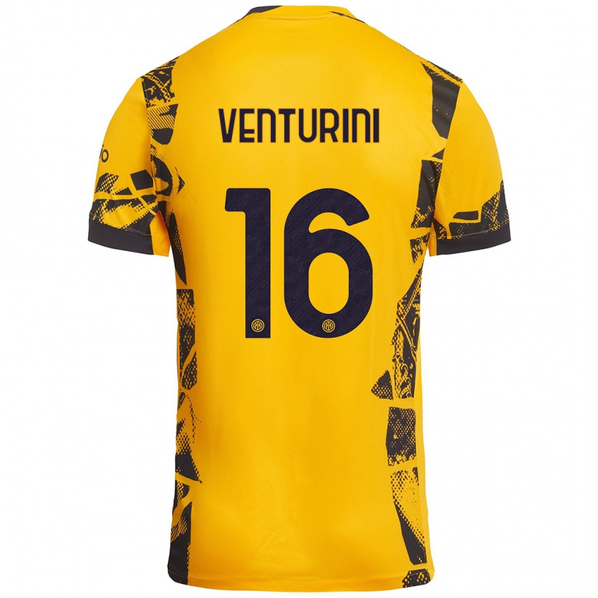 Niño Camiseta Matteo Venturini #16 Dorado Negro Equipación Tercera 2024/25 La Camisa Chile