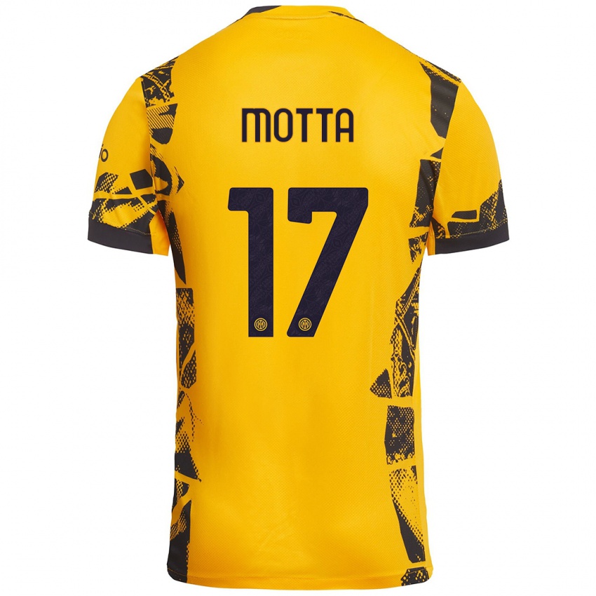 Niño Camiseta Matteo Motta #17 Dorado Negro Equipación Tercera 2024/25 La Camisa Chile