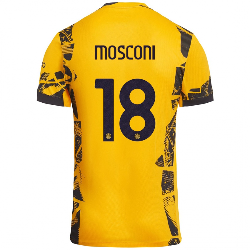 Niño Camiseta Mattia Mosconi #18 Dorado Negro Equipación Tercera 2024/25 La Camisa Chile