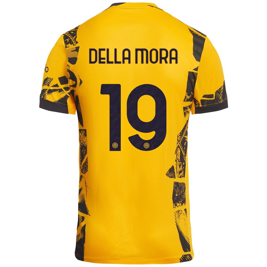 Niño Camiseta Tommaso Della Mora #19 Dorado Negro Equipación Tercera 2024/25 La Camisa Chile