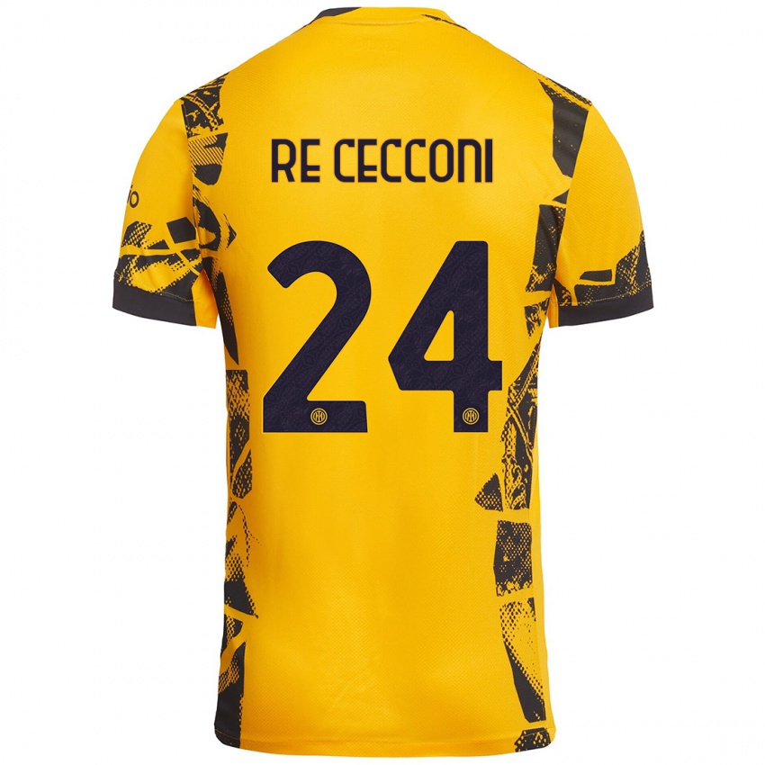 Niño Camiseta Gabriele Re Cecconi #24 Dorado Negro Equipación Tercera 2024/25 La Camisa Chile