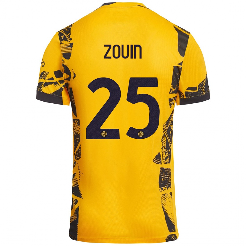 Niño Camiseta Aymen Zouin #25 Dorado Negro Equipación Tercera 2024/25 La Camisa Chile