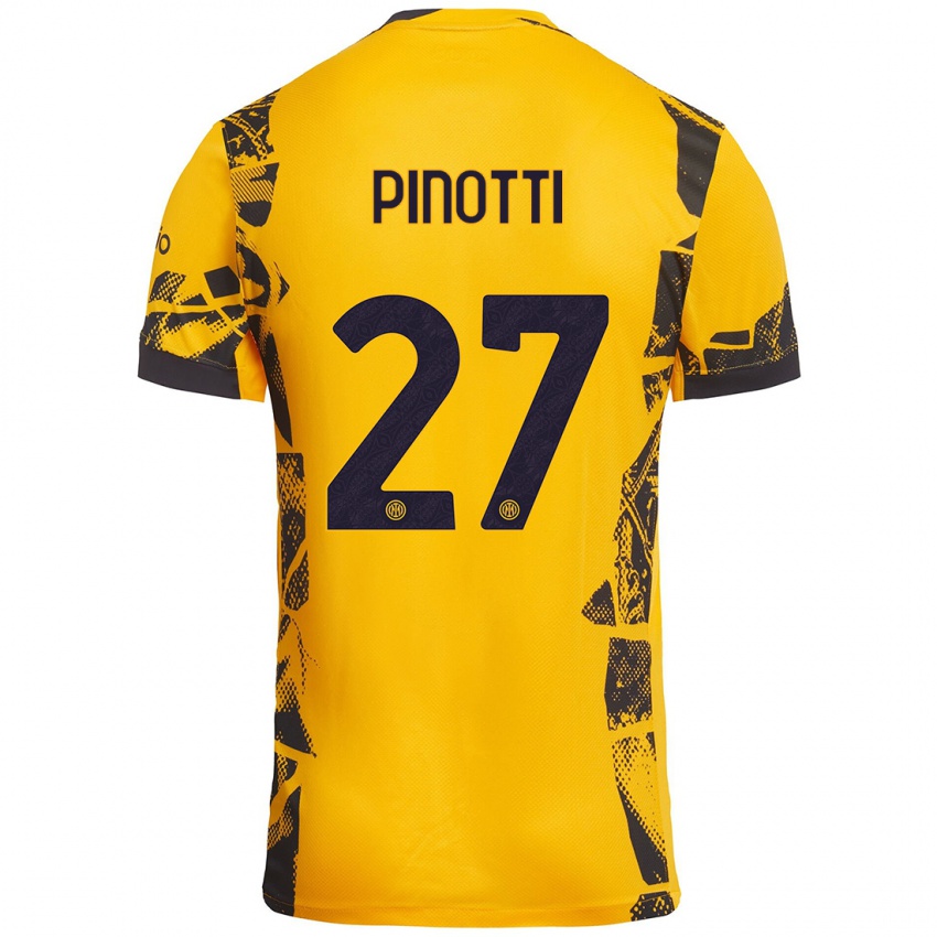 Niño Camiseta Manuel Pinotti #27 Dorado Negro Equipación Tercera 2024/25 La Camisa Chile