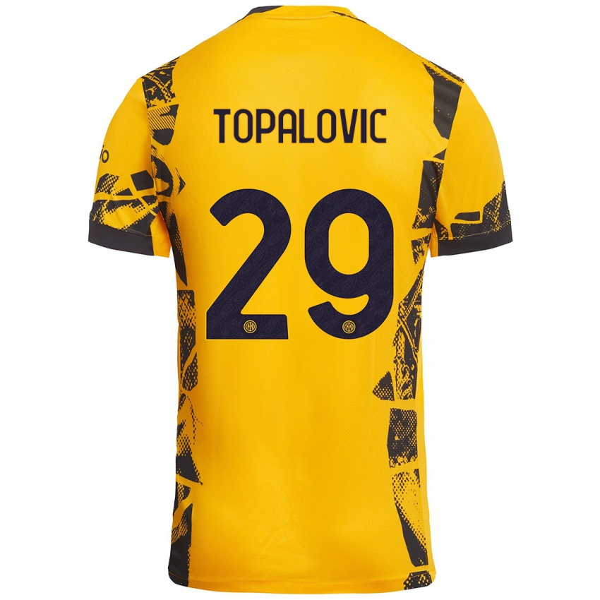 Niño Camiseta Luka Topalovic #29 Dorado Negro Equipación Tercera 2024/25 La Camisa Chile