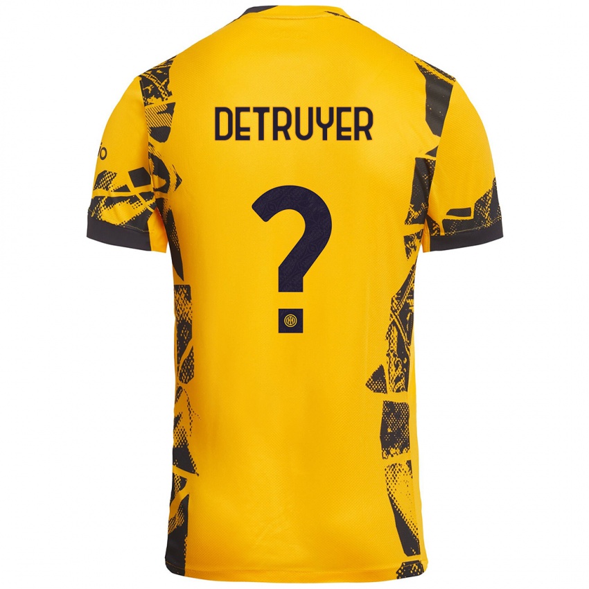 Niño Camiseta Marie Detruyer #0 Dorado Negro Equipación Tercera 2024/25 La Camisa Chile