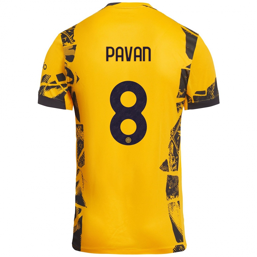 Niño Camiseta Matilde Pavan #8 Dorado Negro Equipación Tercera 2024/25 La Camisa Chile