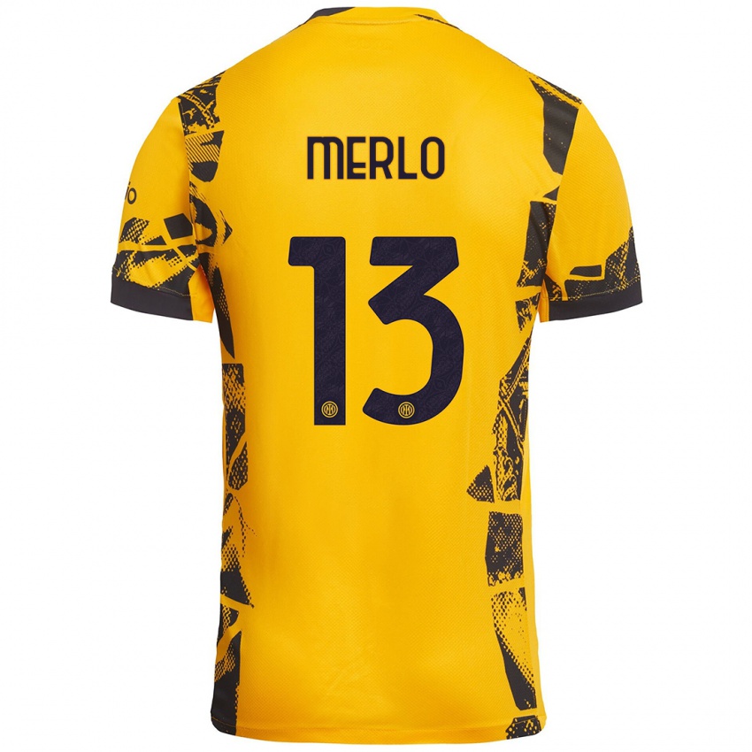 Niño Camiseta Beatrice Merlo #13 Dorado Negro Equipación Tercera 2024/25 La Camisa Chile