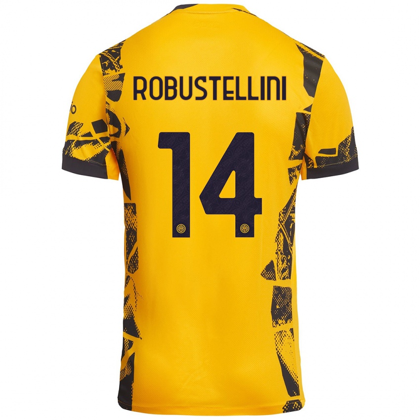 Niño Camiseta Chiara Robustellini #14 Dorado Negro Equipación Tercera 2024/25 La Camisa Chile