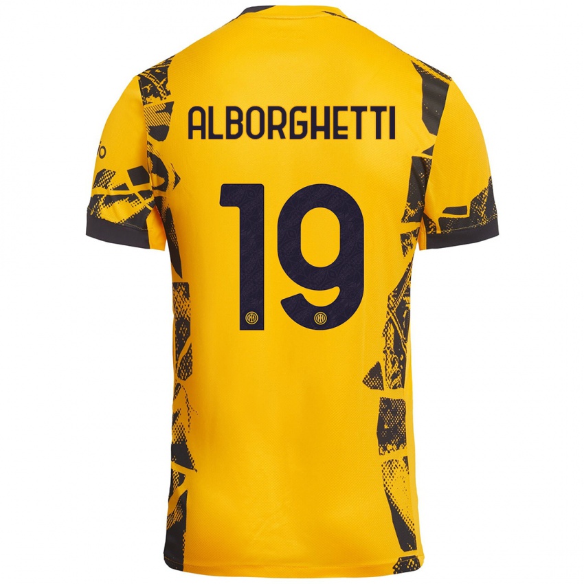 Niño Camiseta Lisa Alborghetti #19 Dorado Negro Equipación Tercera 2024/25 La Camisa Chile