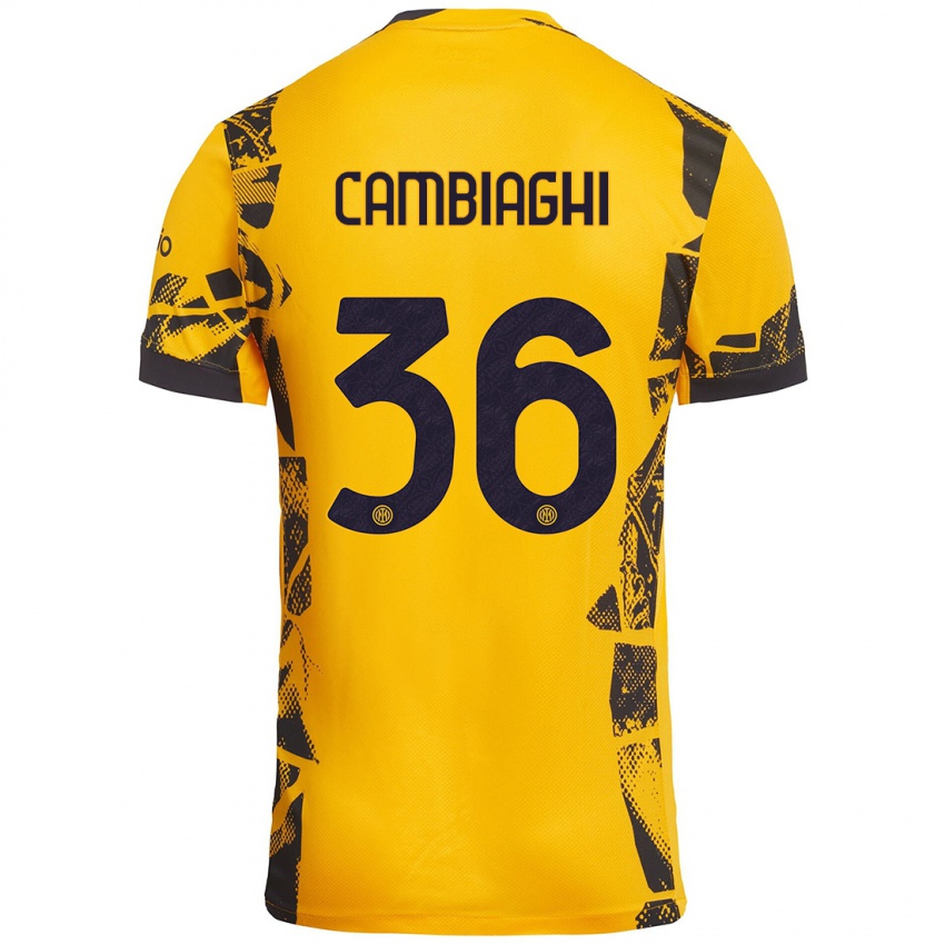 Niño Camiseta Michela Cambiaghi #36 Dorado Negro Equipación Tercera 2024/25 La Camisa Chile