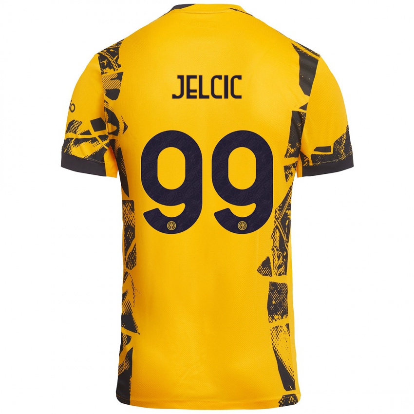 Niño Camiseta Maja Jelčić #99 Dorado Negro Equipación Tercera 2024/25 La Camisa Chile