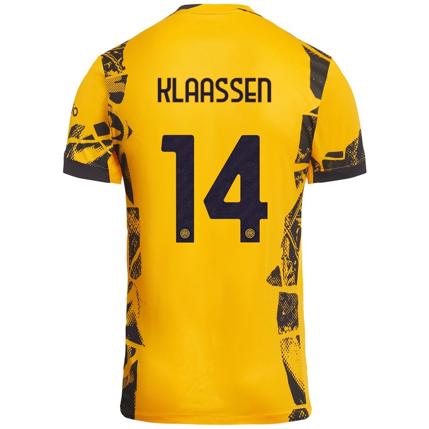 Niño Camiseta Davy Klaassen #14 Dorado Negro Equipación Tercera 2024/25 La Camisa Chile