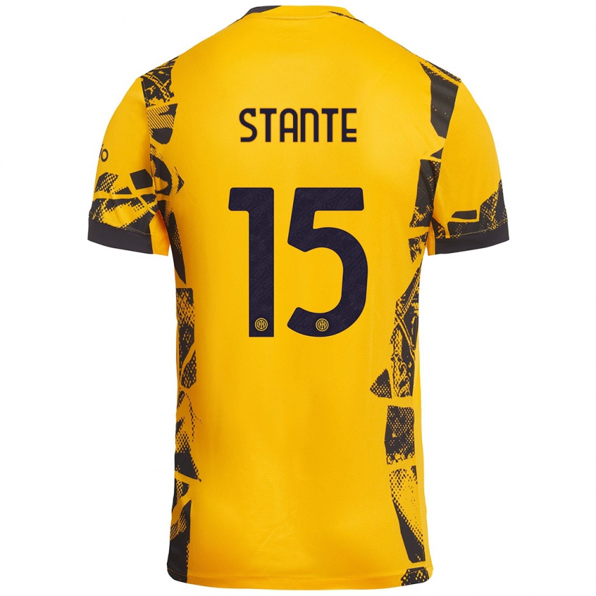 Niño Camiseta Francesco Stante #15 Dorado Negro Equipación Tercera 2024/25 La Camisa Chile