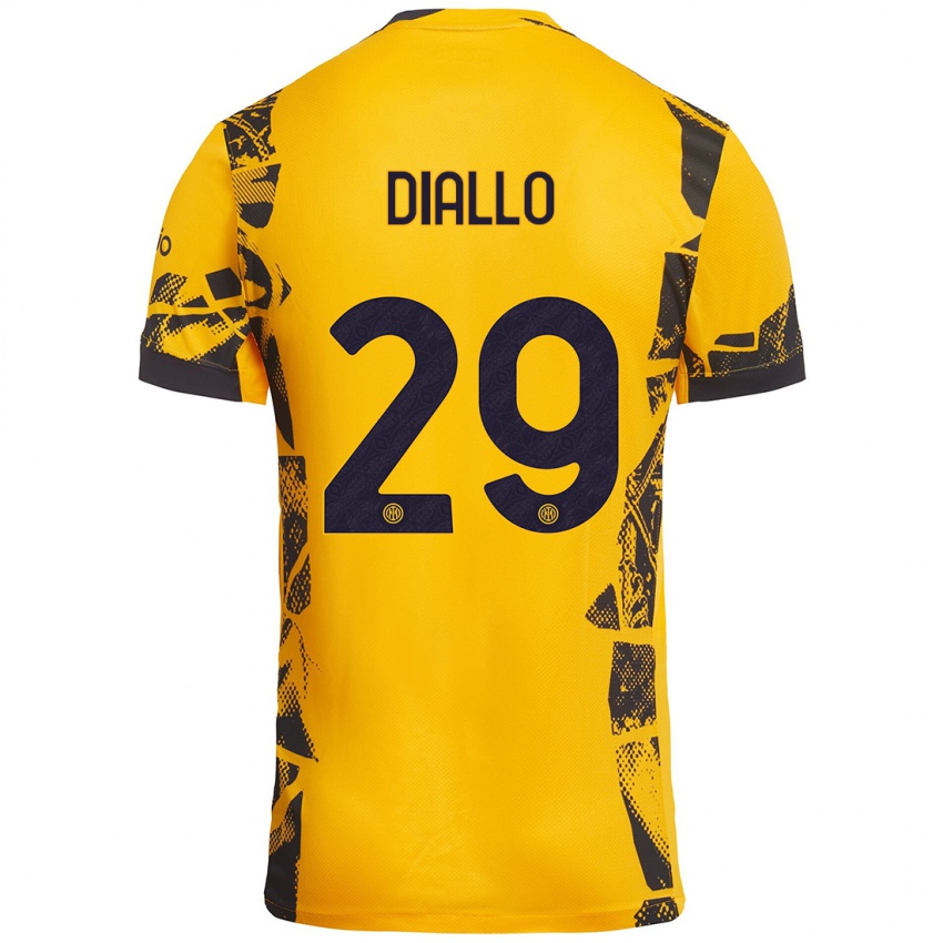 Niño Camiseta Oumar Diallo #29 Dorado Negro Equipación Tercera 2024/25 La Camisa Chile