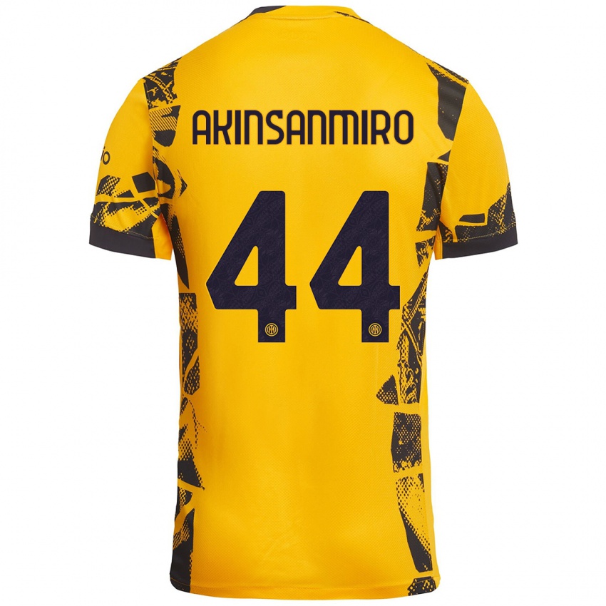 Niño Camiseta Ebenezer Akinsanmiro #44 Dorado Negro Equipación Tercera 2024/25 La Camisa Chile