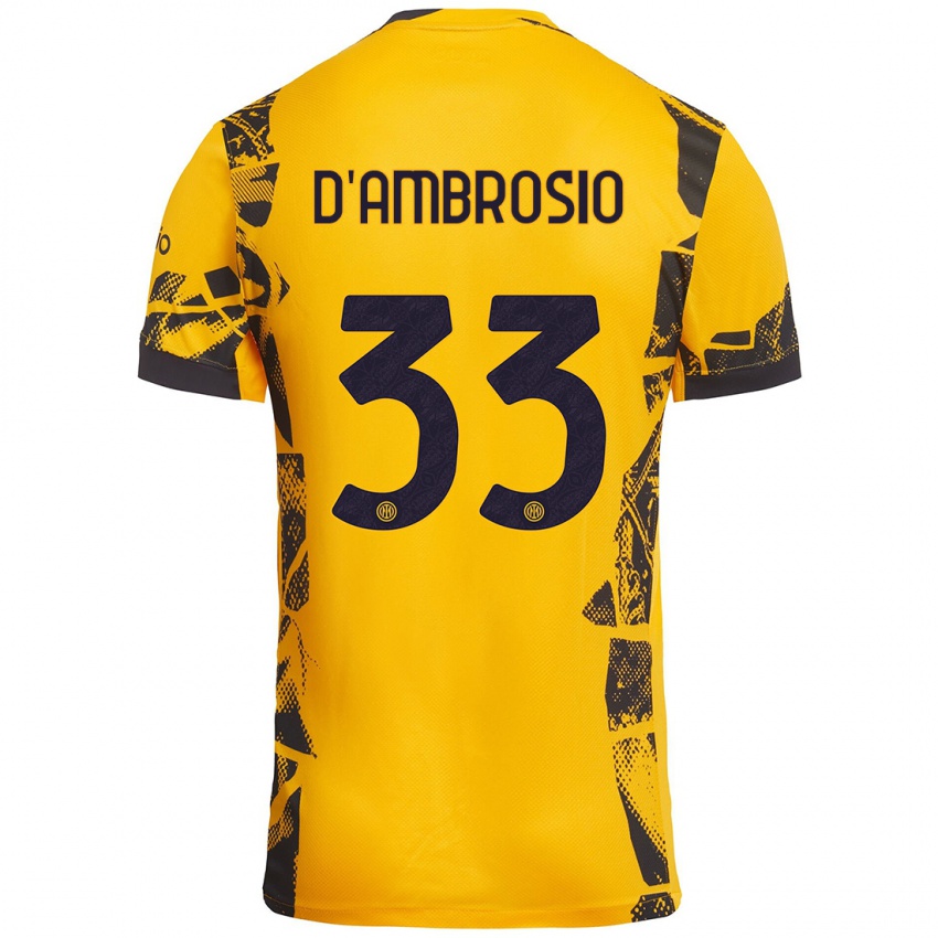 Niño Camiseta Danilo D'ambrosio #33 Dorado Negro Equipación Tercera 2024/25 La Camisa Chile