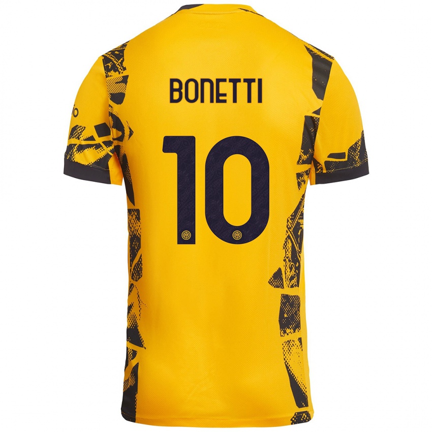 Niño Camiseta Tatiana Bonetti #10 Dorado Negro Equipación Tercera 2024/25 La Camisa Chile