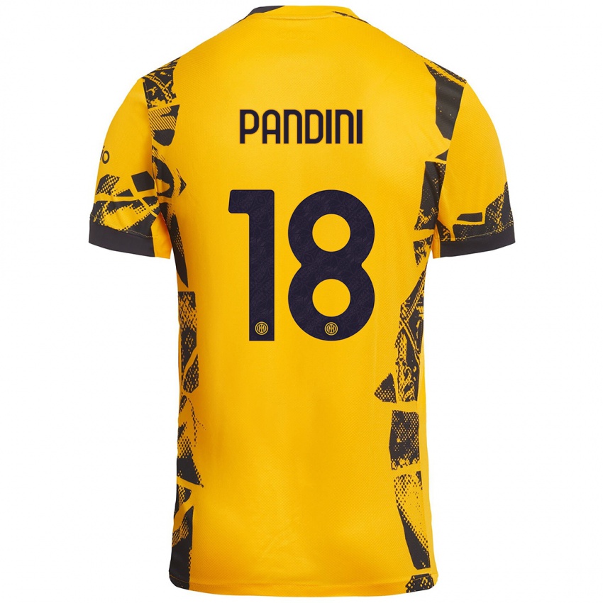 Niño Camiseta Marta Pandini #18 Dorado Negro Equipación Tercera 2024/25 La Camisa Chile