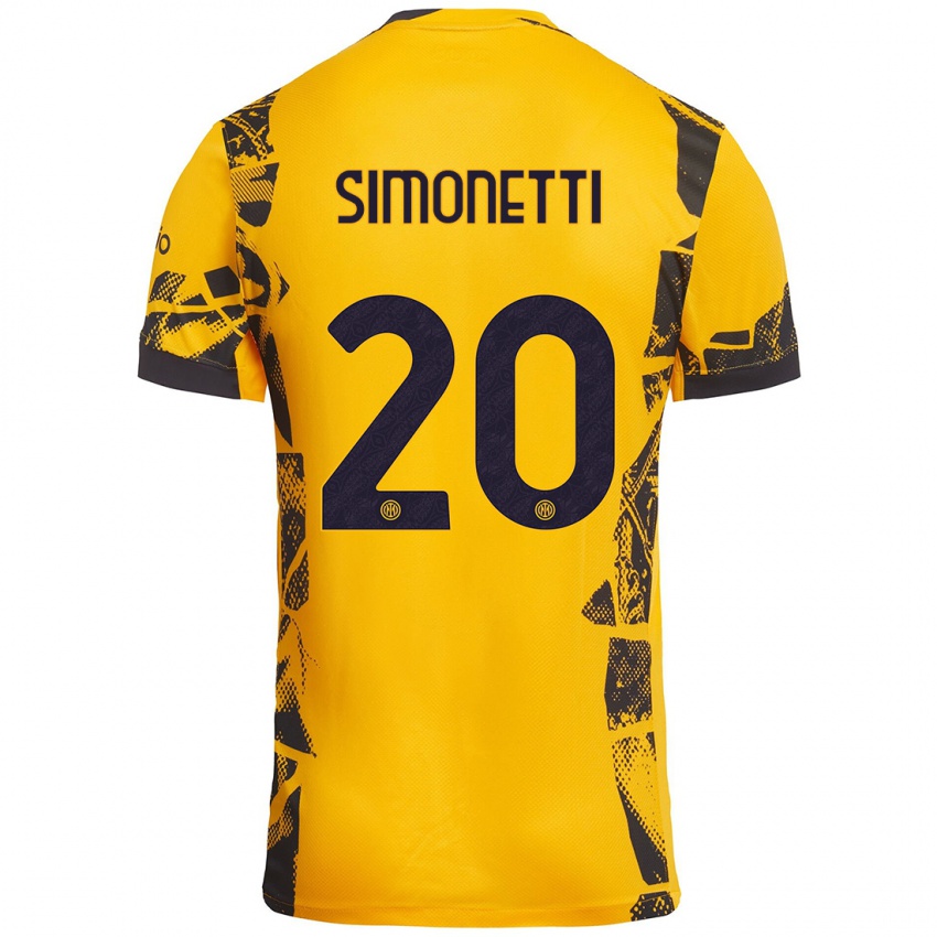 Niño Camiseta Flaminia Simonetti #20 Dorado Negro Equipación Tercera 2024/25 La Camisa Chile