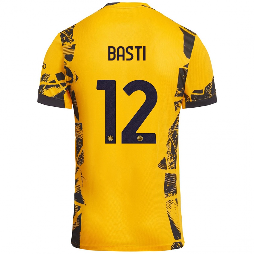 Niño Camiseta Matteo Basti #12 Dorado Negro Equipación Tercera 2024/25 La Camisa Chile