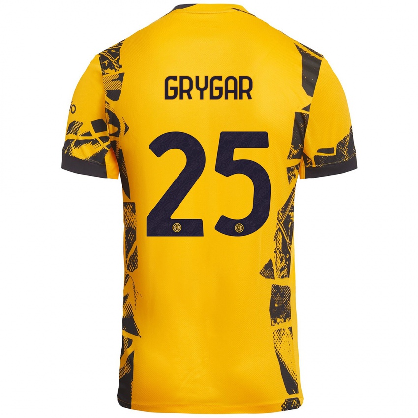 Niño Camiseta Samuel Grygar #25 Dorado Negro Equipación Tercera 2024/25 La Camisa Chile