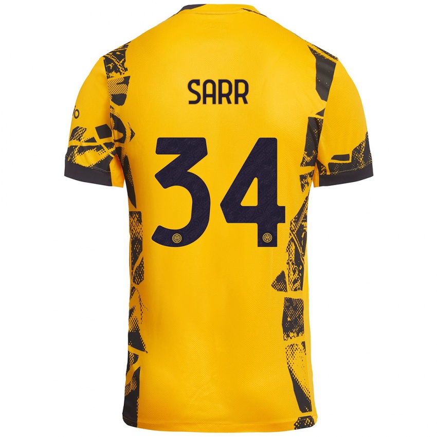 Niño Camiseta Amadou Sarr #34 Dorado Negro Equipación Tercera 2024/25 La Camisa Chile