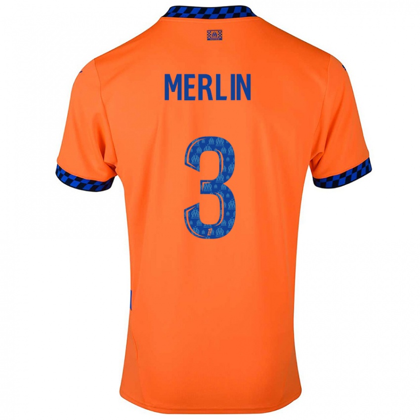 Niño Camiseta Quentin Merlin #3 Naranja Azul Oscuro Equipación Tercera 2024/25 La Camisa Chile