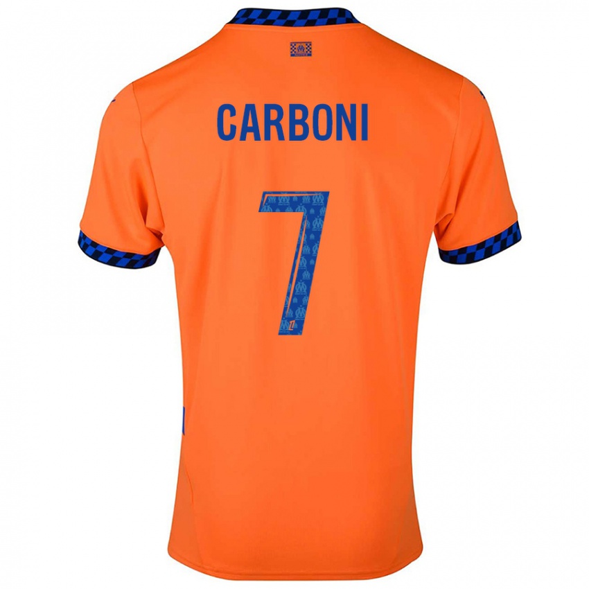 Niño Camiseta Valentín Carboni #7 Naranja Azul Oscuro Equipación Tercera 2024/25 La Camisa Chile