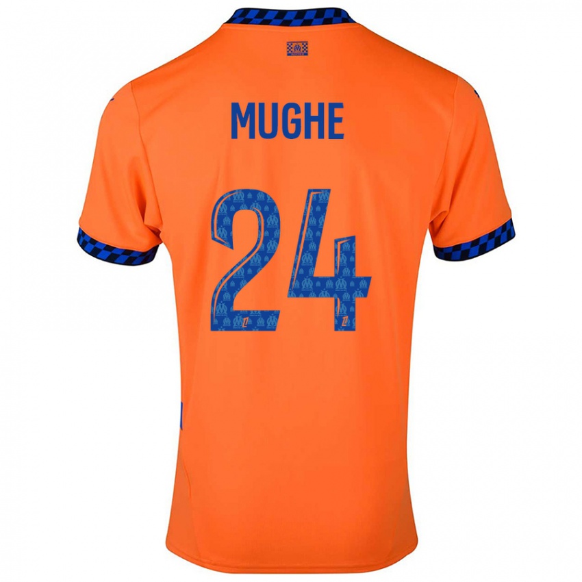 Niño Camiseta François Mughe #24 Naranja Azul Oscuro Equipación Tercera 2024/25 La Camisa Chile