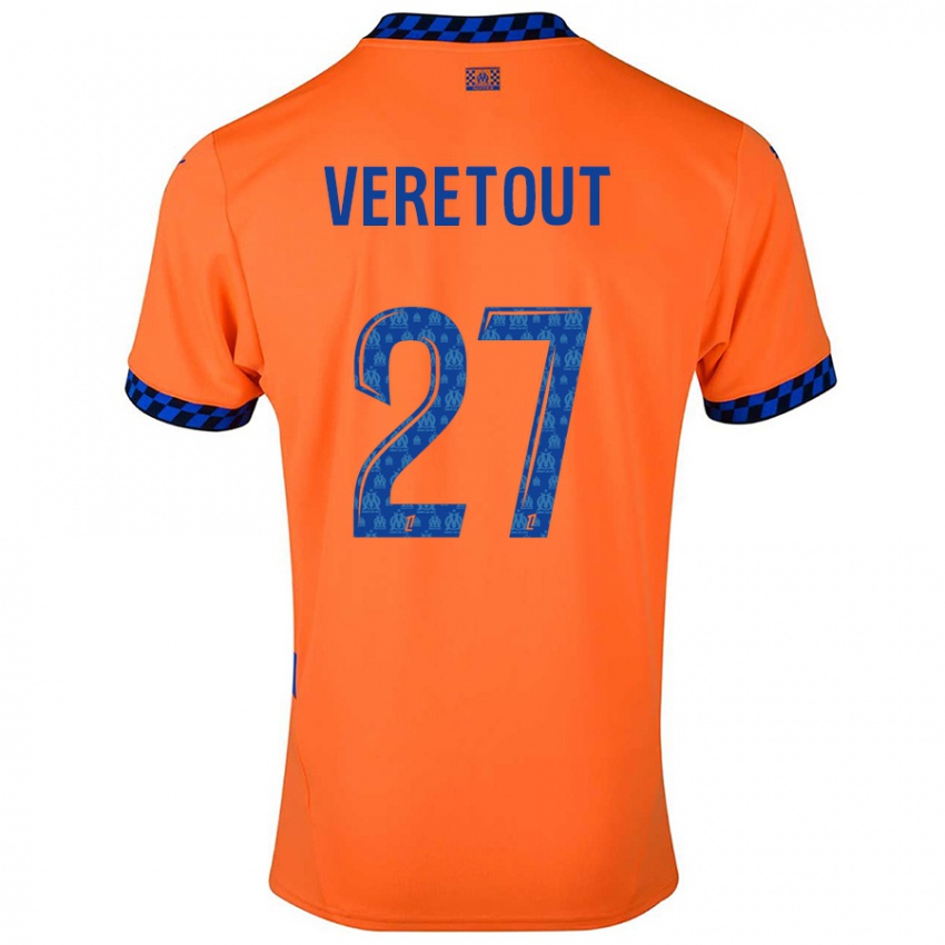 Niño Camiseta Jordan Veretout #27 Naranja Azul Oscuro Equipación Tercera 2024/25 La Camisa Chile