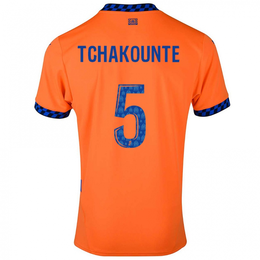 Niño Camiseta Annaëlle Tchakounté #5 Naranja Azul Oscuro Equipación Tercera 2024/25 La Camisa Chile