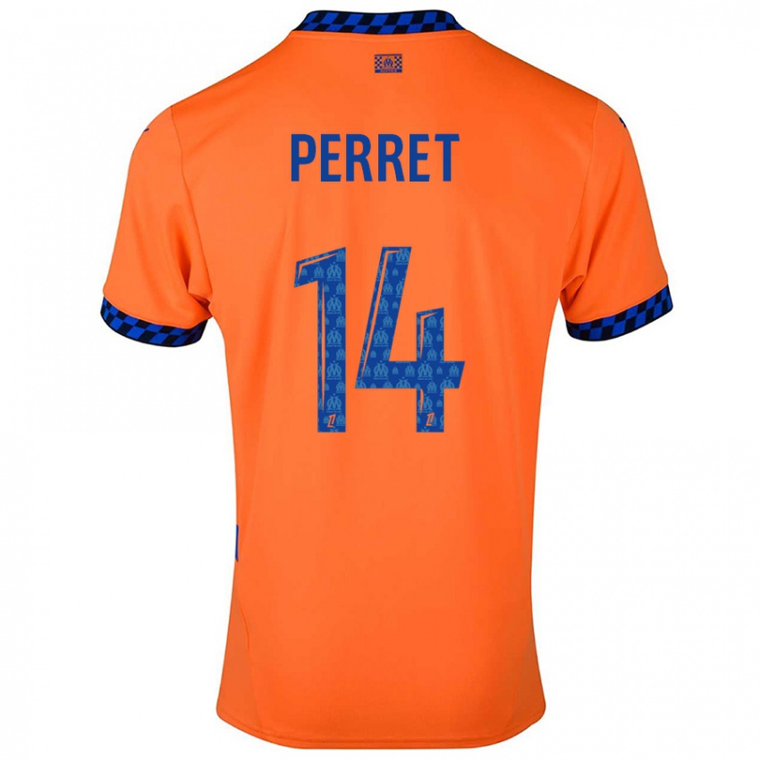 Niño Camiseta Jenny Perret #14 Naranja Azul Oscuro Equipación Tercera 2024/25 La Camisa Chile