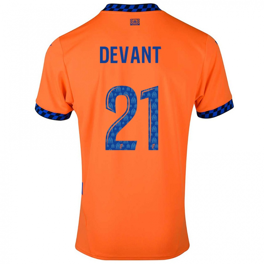 Niño Camiseta Caroline Devant #21 Naranja Azul Oscuro Equipación Tercera 2024/25 La Camisa Chile