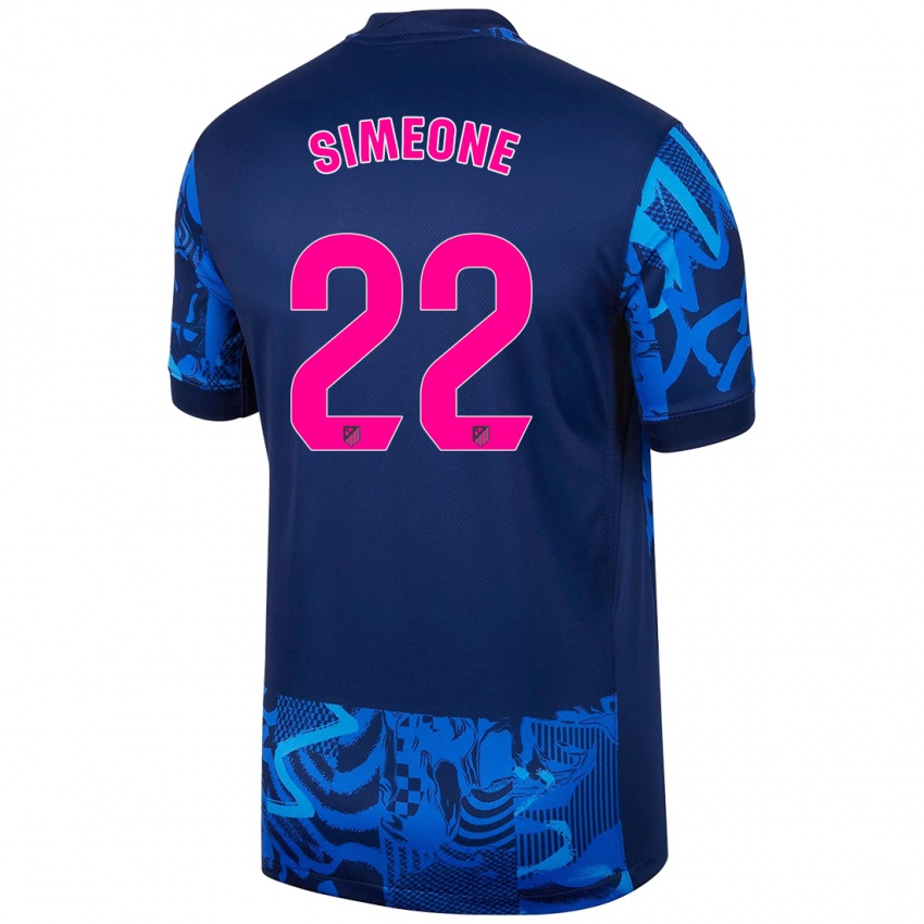 Niño Camiseta Giuliano Simeone #22 Azul Real Equipación Tercera 2024/25 La Camisa Chile