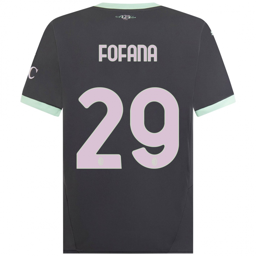 Niño Camiseta Youssouf Fofana #29 Gris Equipación Tercera 2024/25 La Camisa Chile