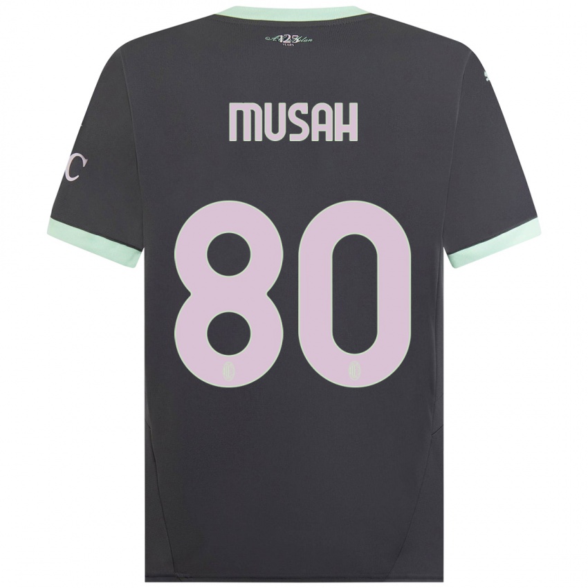 Niño Camiseta Yunus Musah #80 Gris Equipación Tercera 2024/25 La Camisa Chile