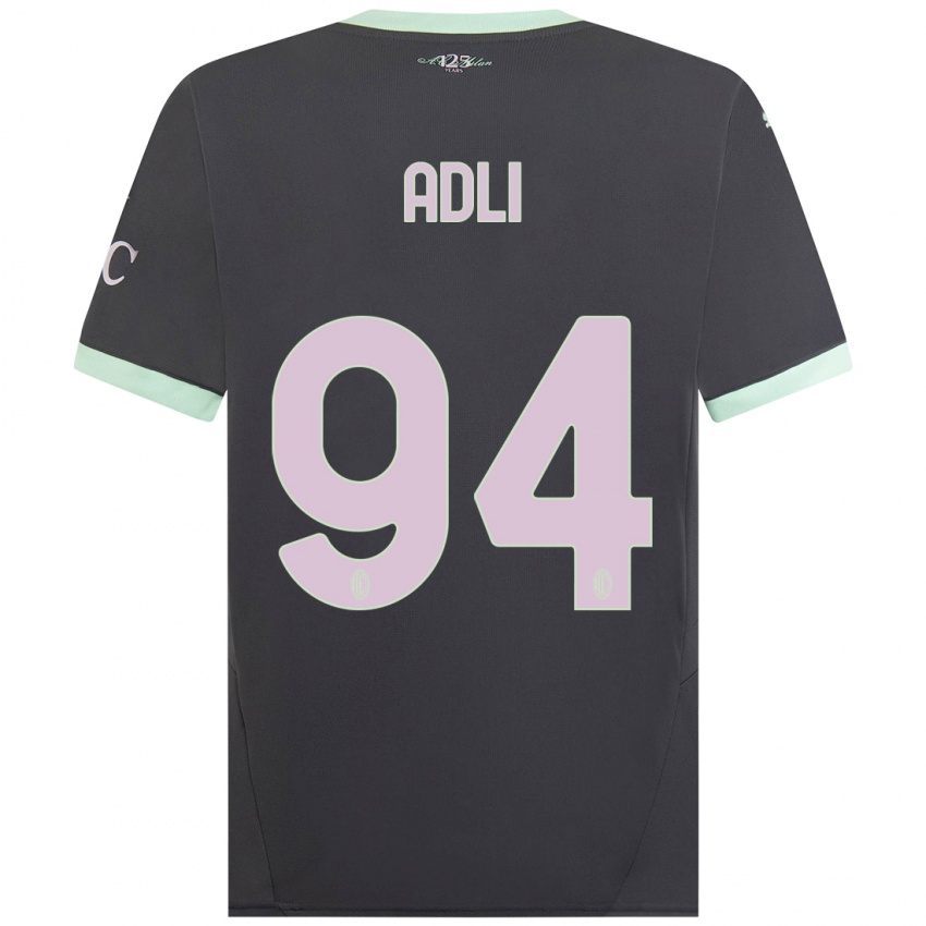 Niño Camiseta Yacine Adli #94 Gris Equipación Tercera 2024/25 La Camisa Chile