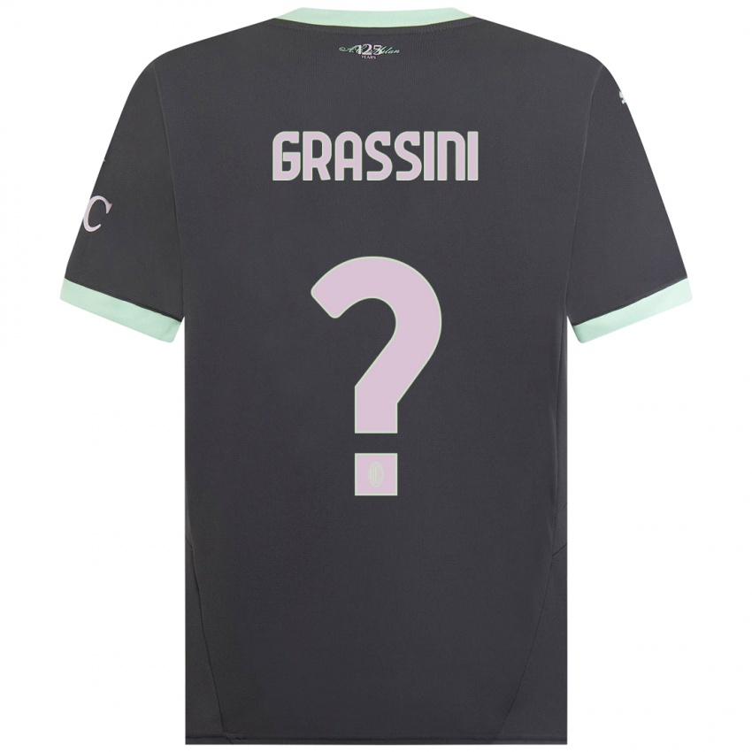 Niño Camiseta Riccardo Grassini #0 Gris Equipación Tercera 2024/25 La Camisa Chile